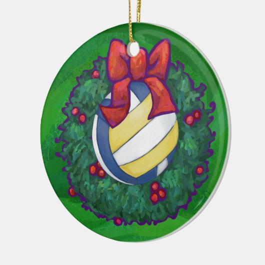 Volleyball Kerstbal Keramisch Ornament (Links)