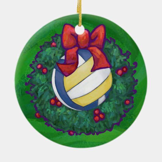 Volleyball Kerstbal Keramisch Ornament (Achterkant)