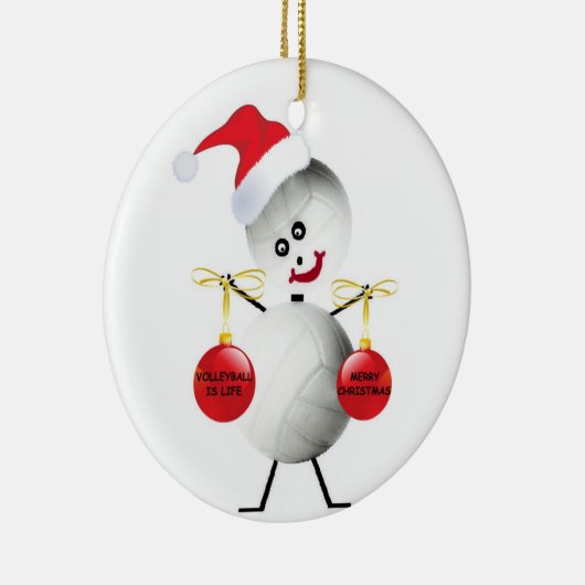 Volleyball Kerstbal Keramisch Ornament (Rechts)