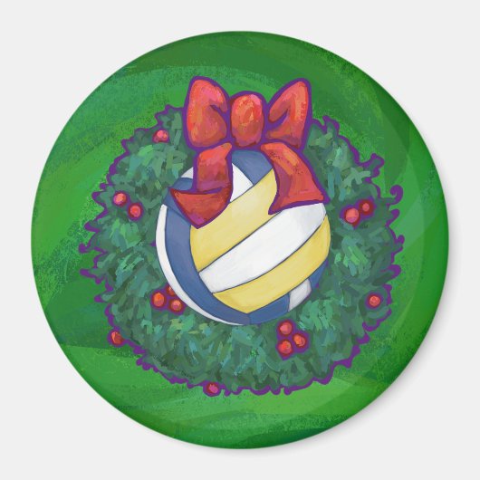 Volleyball Kerstbal Magneet (Voorkant)