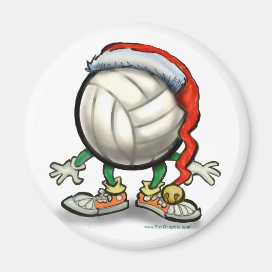Volleyball Kerstbal Magneet (Voorkant)