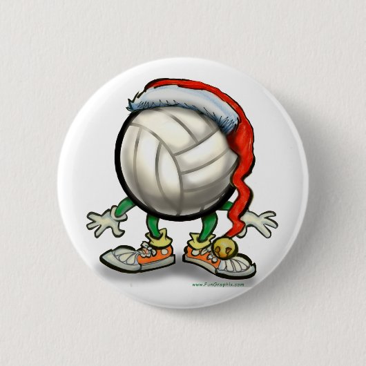 Volleyball Kerstbal Ronde Button 5,7 Cm (Voorkant)