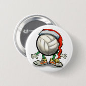 Volleyball Kerstbal Ronde Button 5,7 Cm (Voorkant /achterkant)