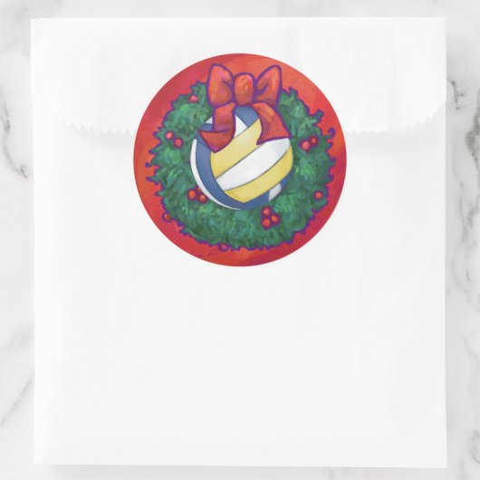 Volleyball Kerstbal Ronde Sticker (Tas)