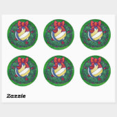 Volleyball Kerstbal Ronde Sticker (Vel)