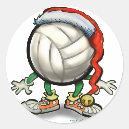 Volleyball Kerstbal Ronde Sticker (Voorkant)