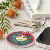 Volleyball Kerstbal Sleutelhanger (Voorkant Rechts)