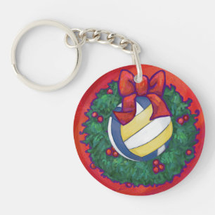 Volleyball Kerstbal Sleutelhanger