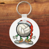 Volleyball Kerstbal Sleutelhanger (Voorkant)