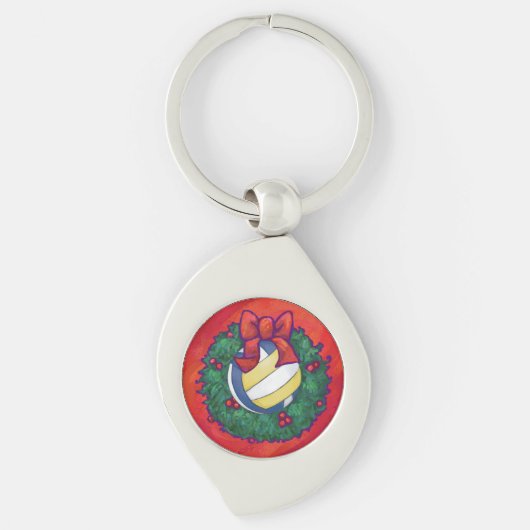 Volleyball Kerstbal Sleutelhanger (Voorkant)