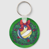 Volleyball Kerstbal Sleutelhanger (Voorkant)