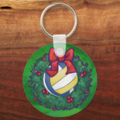 Volleyball Kerstbal Sleutelhanger (Voorkant)