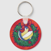 Volleyball Kerstbal Sleutelhanger (Voorkant)