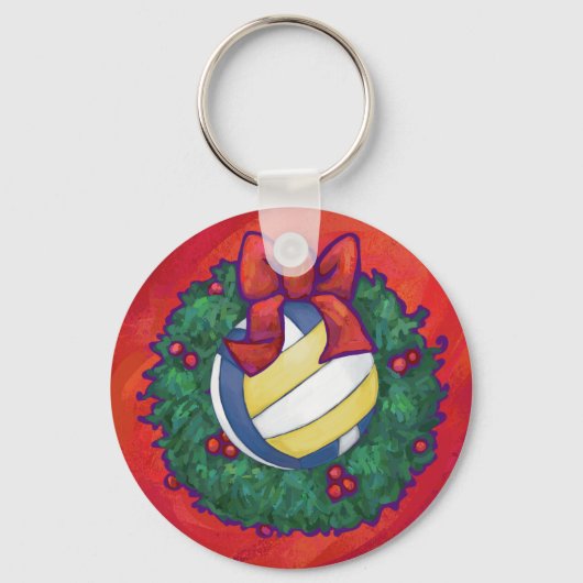 Volleyball Kerstbal Sleutelhanger (Voorkant)