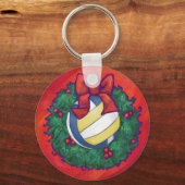 Volleyball Kerstbal Sleutelhanger (Voorkant)