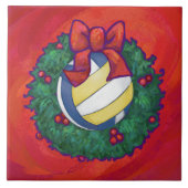 Volleyball Kerstbal Tegeltje (Voorkant)