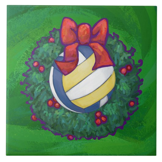 Volleyball Kerstbal Tegeltje (Voorkant)