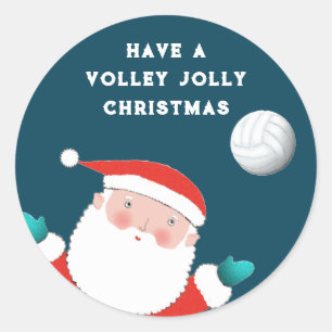 Volleyball-kerstkaartenkaarsster Ronde Sticker