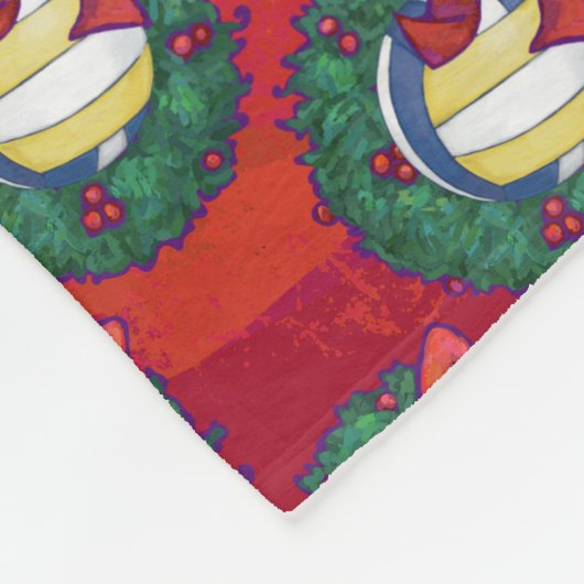 Volleyball Kerstmis Wreath Fleece Deken (Hoek)