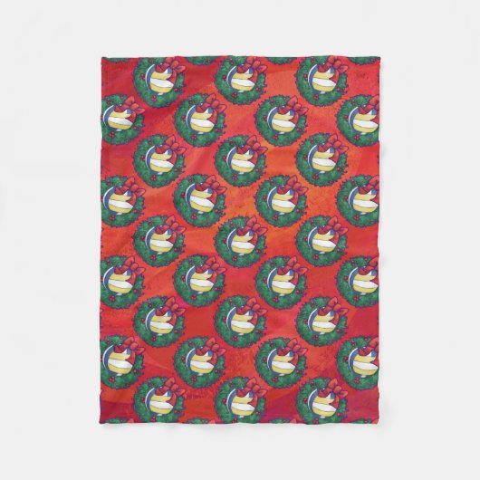 Volleyball Kerstmis Wreath Fleece Deken (Voorkant)