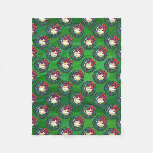 Volleyball Kerstmis Wreath Fleece Deken (Voorkant)