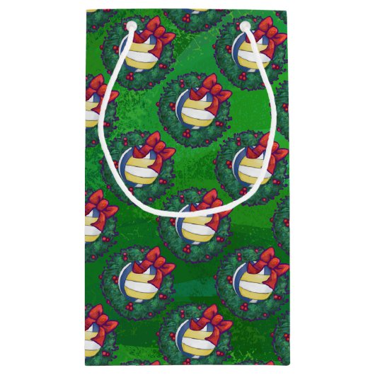 Volleyball Kerstmis Wreath Klein Cadeauzakje (Achterkant)