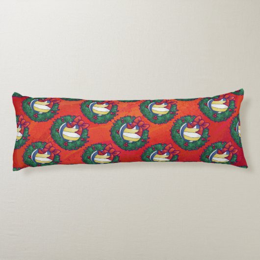 Volleyball Kerstmis Wreath Lichaamskussen (Achterkant)