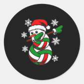 Volleyball Kerstmuts Sneeuwman Kerstmis Grappige V Ronde Sticker (Voorkant)