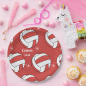 Volleyball kerststreep Festive Ball Snow Fun Papieren Bordje (Feest)