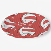 Volleyball kerststreep Festive Ball Snow Fun Papieren Bordje (Gekanteld)