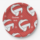 Volleyball kerststreep Festive Ball Snow Fun Papieren Bordje (Voorkant)
