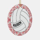 Volleyball-kerstversiering met aangepaste tekst keramisch ornament (Rechts)