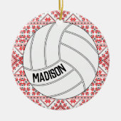 Volleyball-kerstversiering met aangepaste tekst keramisch ornament (Voorkant)