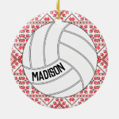 Volleyball-kerstversiering met aangepaste tekst keramisch ornament (Achterkant)