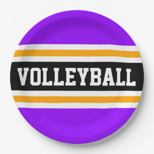 VOLLEYBALL Leuk Paars Zwart Oranje Racing Strepen Papieren Bordje