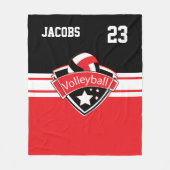 Volleyball-Logo in rood, wit en zwart Fleece Deken (Voorkant)