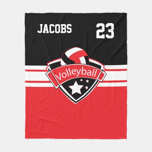 Volleyball-Logo in rood, wit en zwart Fleece Deken (Voorkant)
