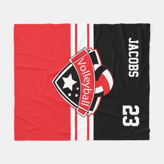 Volleyball-Logo in rood, wit en zwart Fleece Deken (Voorkant (Horizontaal))