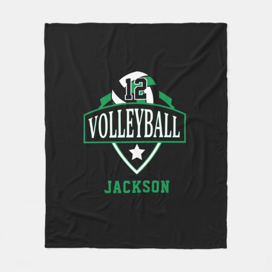 Volleyball-Logo met DIY-nummer - groen Fleece Deken (Voorkant)