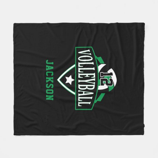Volleyball-Logo met DIY-nummer - groen Fleece Deken (Voorkant (Horizontaal))