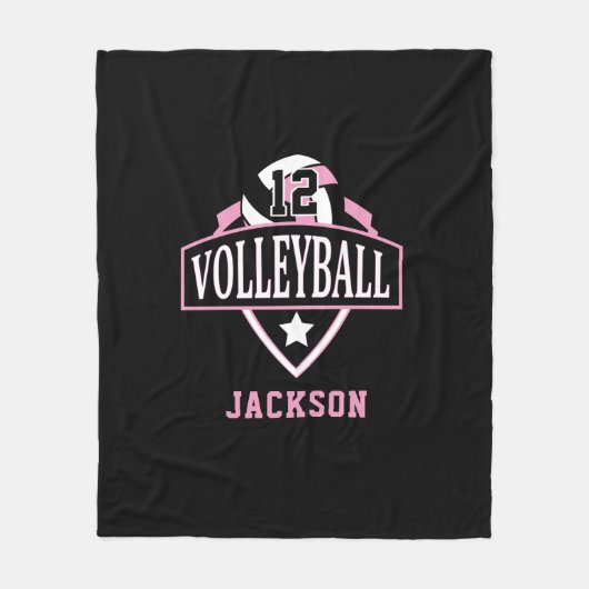 Volleyball-Logo met DIY-nummer - Roze Fleece Deken (Voorkant)