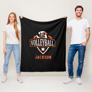 Volleyball-Logo met DIY-nummer - Sinaasappel Fleece Deken