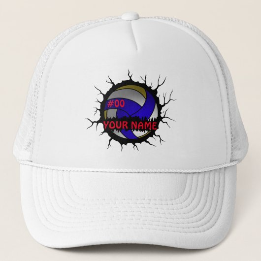 Volleyball-Logo, Volleyball-aangepaste naam Trucker Pet (Voorkant)