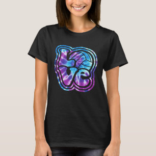 Volleyball LOVE Blue Paars Tie Dye Style Letterin T-shirt