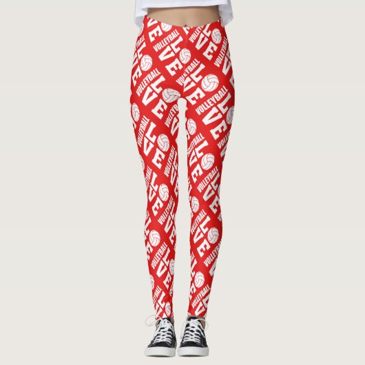 Volleyball Love Print Leggings (Voorkant)