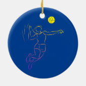 Volleyball Lover Cute Dabbing Volleyball Keramisch Ornament (Achterkant)
