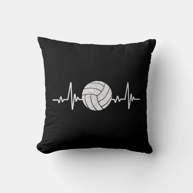 Volleyball Lover Heartbeat  Retro Volleybal Kussen (Voorkant)