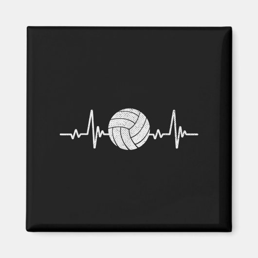 Volleyball Lover Heartbeat  Retro Volleybal Magneet (Voorkant)
