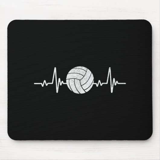 Volleyball Lover Heartbeat  Retro Volleybal Muismat (Voorkant)