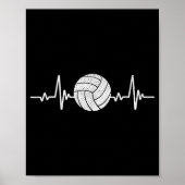 Volleyball Lover Heartbeat  Retro Volleybal Poster (Voorkant)